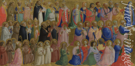 Angelico Fra Giovanni da Fiesole - The Virgin Mary with the Apostles and Other Saints (Panel from Fiesole San Domenico Altarpiece)