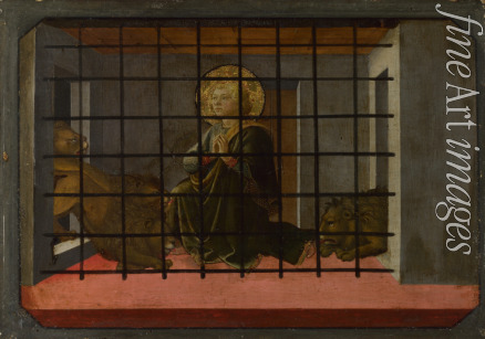 Lippi Fra Filippo - Saint Mamas in Prison thrown to the Lions (Predella Panel of the Pistoia Santa Trinità Altarpiece)