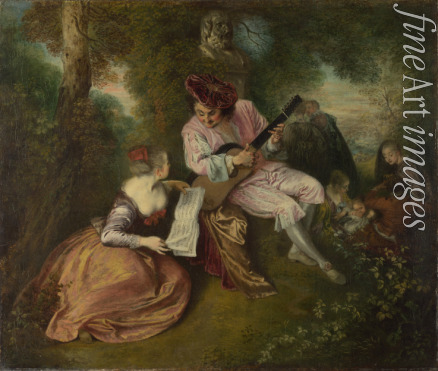 Watteau Jean Antoine - The Scale of Love (La Gamme d'Amour)