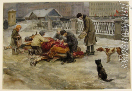 Vladimirov Ivan Alexeyevich - Petrograd in 1918 (from the series of watercolors Russian revolution)