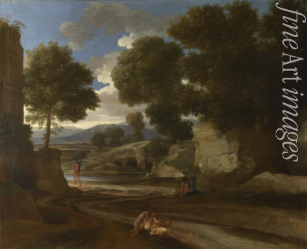 Poussin Nicolas - Landschaft mit rastenden Reisenden