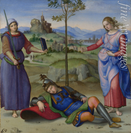 Raffael (Raffaello Sanzio da Urbino) - Allegorie oder Vision eines Ritters