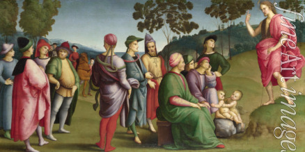 Raffael (Raffaello Sanzio da Urbino) - Die Predigt von Johannes dem Täufer (Ansidei Altarbild, San Fiorenzo, Perugia)