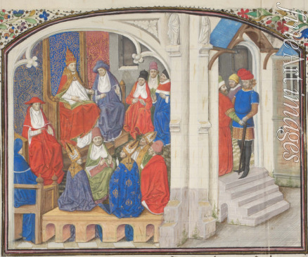 Unbekannter Künstler - Die Synode von Clermont im Jahr 1095. Miniatur aus der 