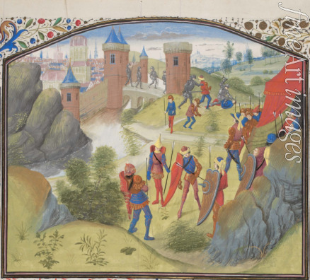Unbekannter Künstler - Die Belagerung Antiochias. Miniatur aus der 