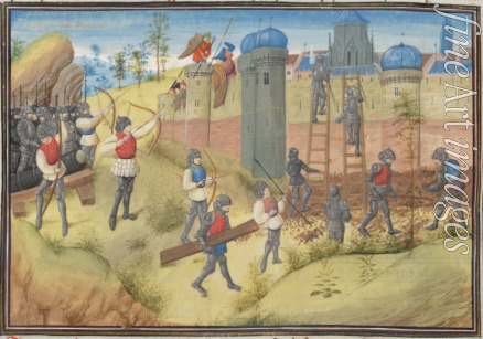 Unbekannter Künstler - Die Belagerung von Jerusalem 1099. Miniatur aus der 