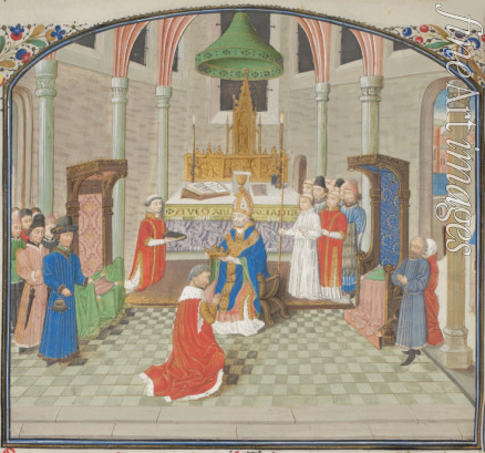 Anonymous - The coronation of Baldwin I on Christmas Day 1100. Miniature from the 