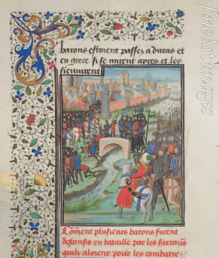 Anonymous - Clash of the army of the barons and the Saracens. Miniature from the 