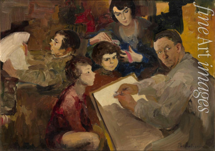 Malyavin Filipp Andreyevich - Self-Portrait with Family