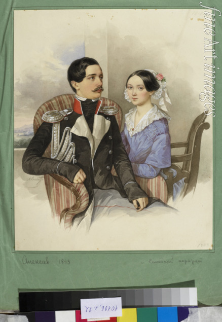 Alexejew N.M. - Porträt von Graf Jakow Karlowitsch Sievers (1818-1865) und Gräfin Wera Michajlowna Sievers