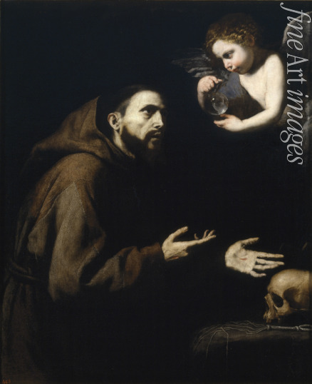 Ribera José de - Francis of Assisi and the angel with the water bottle