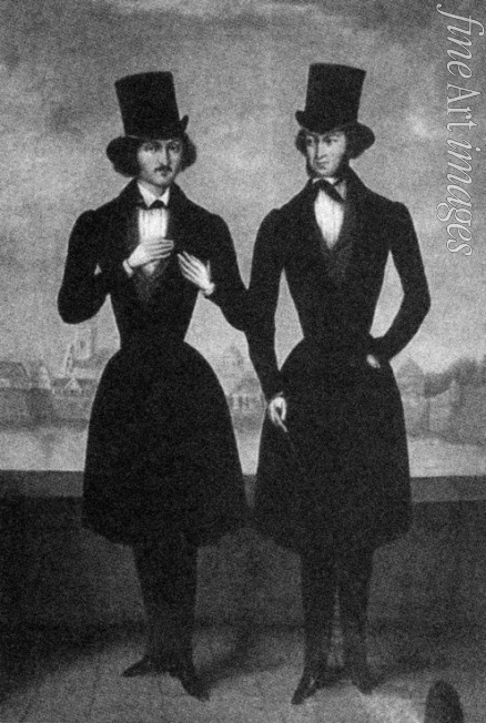 Anonymous - Portrait of Alexander Pushkin and Nikolai Gogol