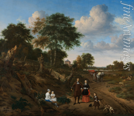 Velde Adriaen van de - Portrait of a Couple with two Children and a Nursemaid in a Landscape