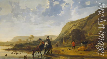 Cuyp Aelbert - River landscape with riders