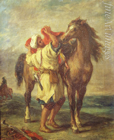 Delacroix Eugène - A Moroccan Saddling his Horse