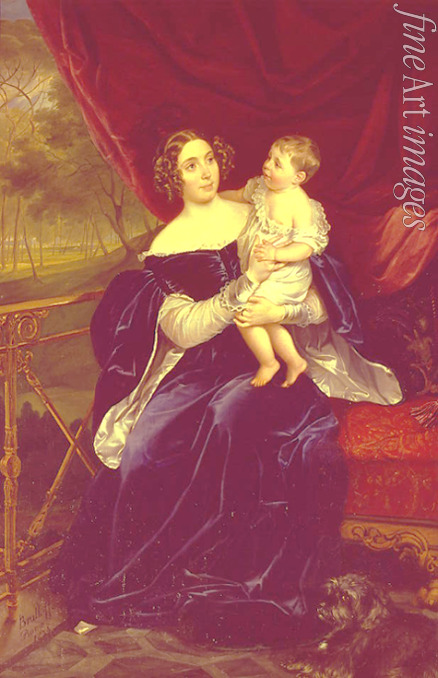 Briullov Karl Pavlovich - Portrait of Countess Olga Orlova-Davydova with her daughter Natalia