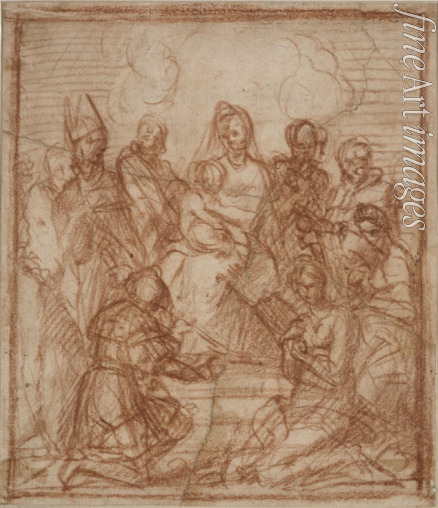 Andrea del Sarto - Enthroned Madonna with Child and eight saints (Composition study)