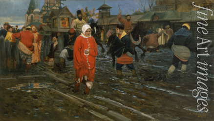 Rjabuschkin Andrei Petrowitsch - Moskauer Straße des 17. Jahrhunderts an einem Feiertag