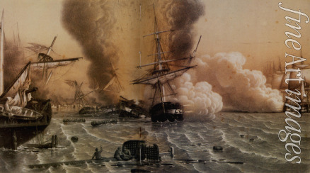 Unbekannter Künstler - Die Seeschlacht bei Sinope am 30. November 1853