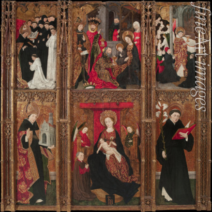 Lonhy Antoine de - Thronende Madonna mit Kind, den Heiligen Augustinus und Nikolaus von Tolentino