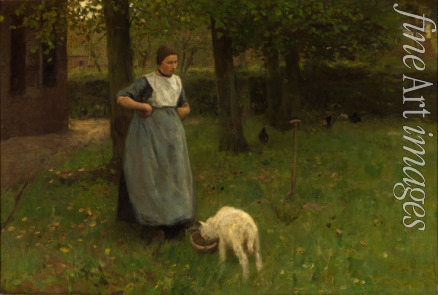 Mauve Anton - Woman from Laren with lamb