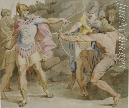 Carstens Asmus Jacob - Philoktet zielt mit dem Bogen des Herakles auf Odysseus