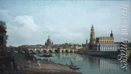 Bellotto Bernardo - Dresden seen from the Right Bank of the Elbe, beneath the Augusts Bridge