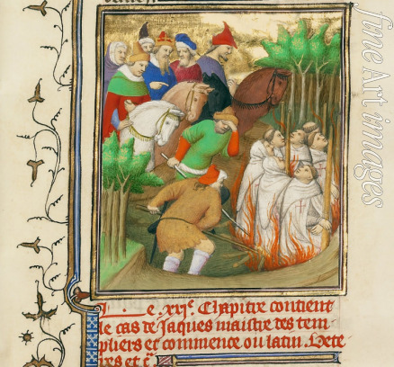 Boucicaut Master (Master of the Hours for Marshal Boucicaut) - The Knights Templar Burned in the Presence of Philip the Fair and His Courtiers