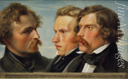 Huebner Julius - Young Düsseldorf. Group portrait of the painters Karl Friedrich Lessing, Carl Ferdinand Sohn and Theodor Hildebrandt