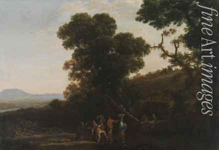 Lorrain Claude - Landschaft mit Figuren einen Bach durchwatend