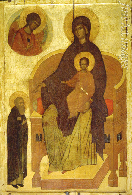 Russische Ikone - Die Erscheinung der Muttergottes vor dem heiligen Sergius von Radonesch