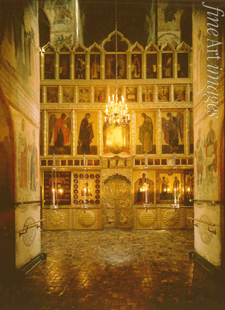Old Russian Architecture - Interior with the iconostasis in the Annunciation Cathedral in the Moscow Kremlin