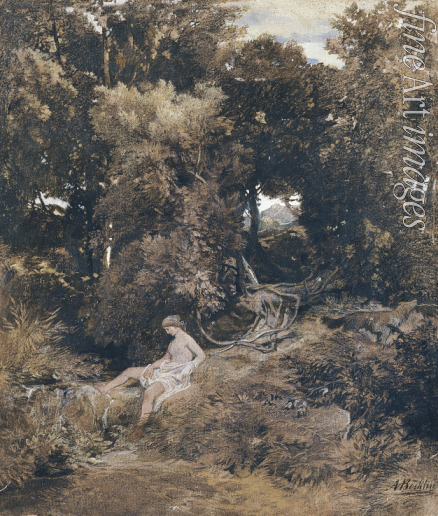 Böcklin Arnold - Quellnymphe (Pan, die Nymphe verfolgend)