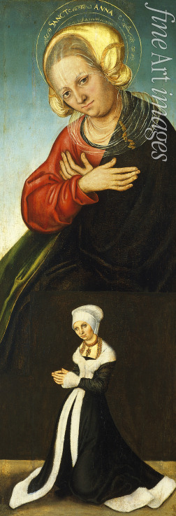 Cranach Lucas der Ältere - Heilige Anna und Herzogin Barbara von Sachsen als Stifterin