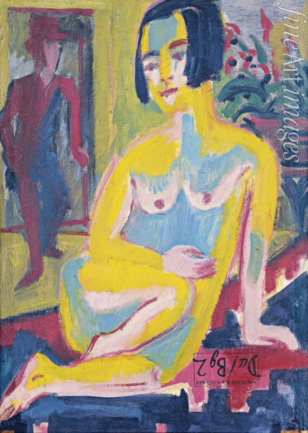 Kirchner Ernst Ludwig - Seated Female Nude. Study