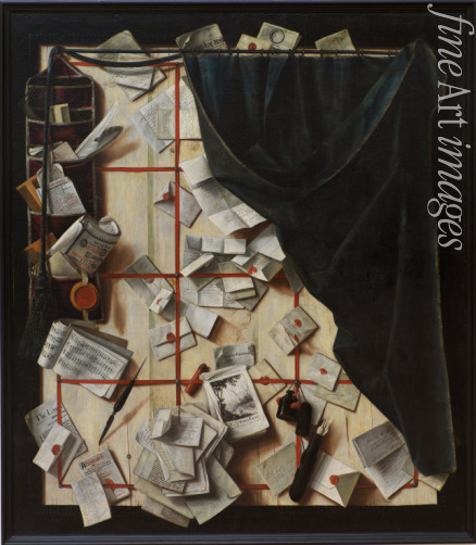 Gijsbrechts Cornelis Norbertus - Trompe l'oeil. Board Partition with Letter Rack and Music Book