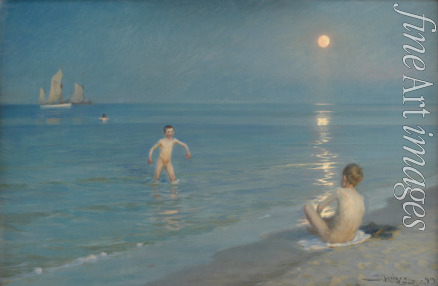 Krøyer Peder Severin - Badende Knaben am Strand von Skagen. Sommerabend