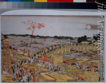 Hokusai Katsushika - Feuerwerk an der Ryogoku-Brücke