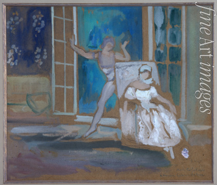 Bakst Léon - Nijinsky and Karsavina in the ballet Le Spectre de la Rose