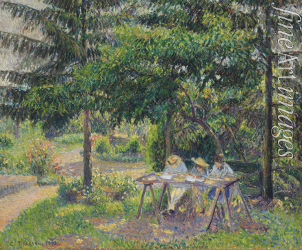 Pissarro Camille - Children seated in the garden at Eragny (Enfants attablés dans le jardin à Eragny)