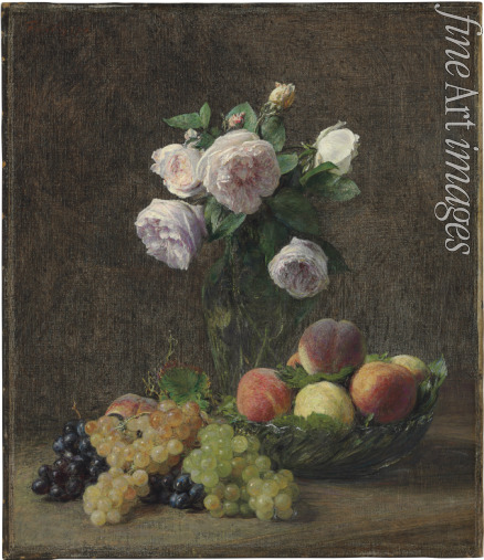 Fantin-Latour Henri - Vase de roses, pêches et raisins
