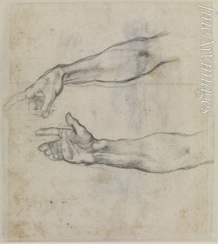 Buonarroti Michelangelo - Ausgestreckte Arme. Studie für das Fresko 