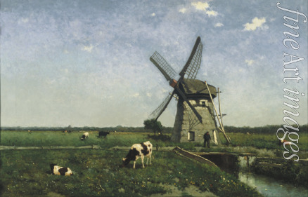 Weissenbruch Hendrik Johannes (Jan Hendrik) - Landscape with Windmill near Schiedam