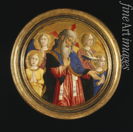 Giovanni Francesco da Rimini - Gottvater von vier Engeln umgeben und die Taube des Heiligen Geistes