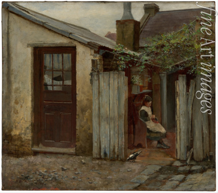 McCubbin Frederick - Girl with bird at the King Street bakery