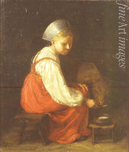Venetsianov Alexei Gavrilovich - A Peasant Girl with a Calf
