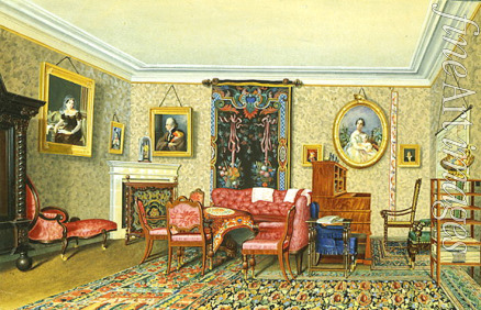 Sollogub Sophia Michailovna - Interior in the House of the composer Count Michail Vilyegorsky in Pavlin