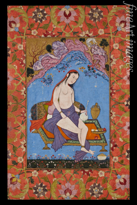 Indian Art - Scantily Clad Woman in a Landscape