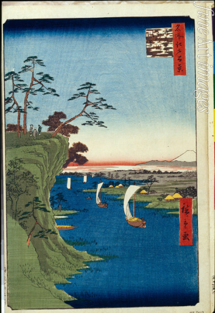 Hiroshige Utagawa - Landschaft am Tonegawa mit dem Storchenhügel (Einhundert Ansichten von Edo)