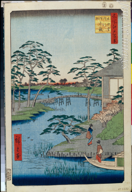 Hiroshige Utagawa - Mokuboji Temple and Vegetable Fields on Uchigawa Inlet (One Hundred Famous Views of Edo)